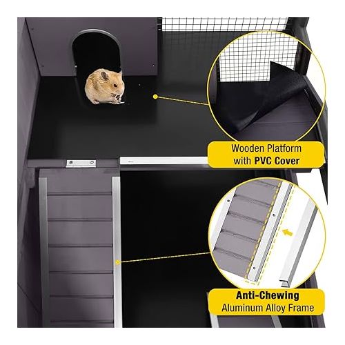  Hamster Cage Large Guinea Pig Cage with Metal Frame Movable Rat Habitat with Aluminium Alloy Edge,Plastic Deep Not Leakage Pull Out Tray,Storage Shelf