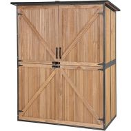 Aivituvin Outdoor Storage Shed Upgraded with Strong Metal Frame Garden Tool Shed Storage House Cabinet with Adjustable Shelfs and Wooden Floor 4.6 x 2.42FT (Brown)
