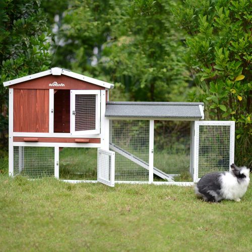  Aivituvin Outdoor Large Chicken Coop, Wooden Hen House with Removable Tray & Ramp, Cage for Bunny Chicken Nesting Box (58)
