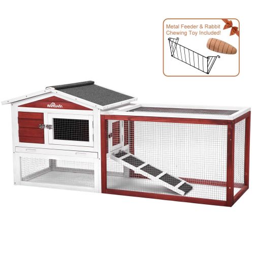  Aivituvin Rabbit Hutch Indoor and Outdoor Bunny Cage with Deep No Leak Pull Out Tray,Guinea Pig Cage with Run,Waterproof Roof