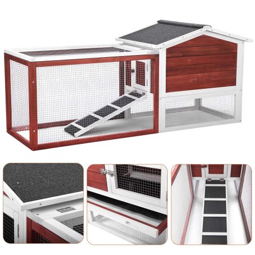  Aivituvin Rabbit Hutch Indoor and Outdoor Bunny Cage with Deep No Leak Pull Out Tray,Guinea Pig Cage with Run,Waterproof Roof