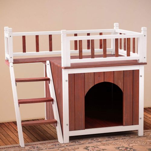  Aivituvin Wooden Dog/Cat House Outdoor and Indoor,Feral Pet Houses for Cats Insulated