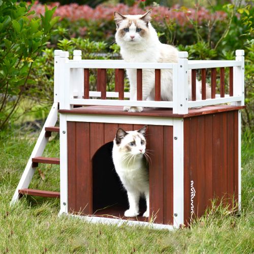  Aivituvin Wooden Dog/Cat House Outdoor and Indoor,Feral Pet Houses for Cats Insulated