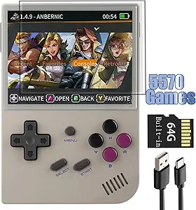 RG35XX Linux Handheld and Garlic Handheld Game Console 3.5'' IPS Screen, 35xx with a 64G Card Pre-Loaded 6900 Games, RG35X Supports HDMI and TV Output 2600mAh Battery