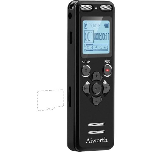  [아마존베스트]16GB Digital Voice Activated Recorder for Lectures - aiworth 1160 Hours Sound Audio Recorder Dictaphone Voice Activated Recorder Recording Device with Playback,MP3 Player,Password,