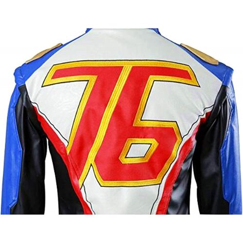  Ajpicture OW Newest Soldier 76 Hot Game Cosplay Costume PU Leather Jacket Pants Suit