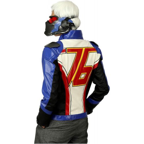  Ajpicture OW Newest Soldier 76 Hot Game Cosplay Costume PU Leather Jacket Pants Suit