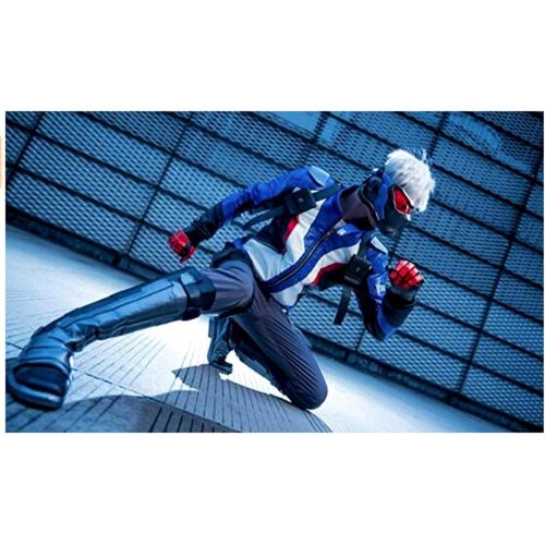  Ajpicture OW Newest Soldier 76 Hot Game Cosplay Costume PU Leather Jacket Pants Suit