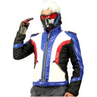 Ajpicture OW Soldier 76 Hot Game Cosplay Costume Cool PU Leather Jacket Pants Suit