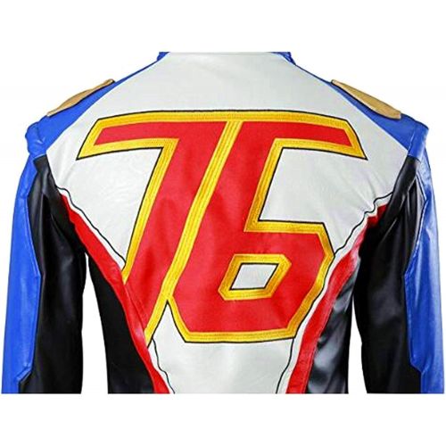  Ajpicture Soldier 76 Jacket PU Leather Jacket Cool Coat Hot Game Cosplay Costume