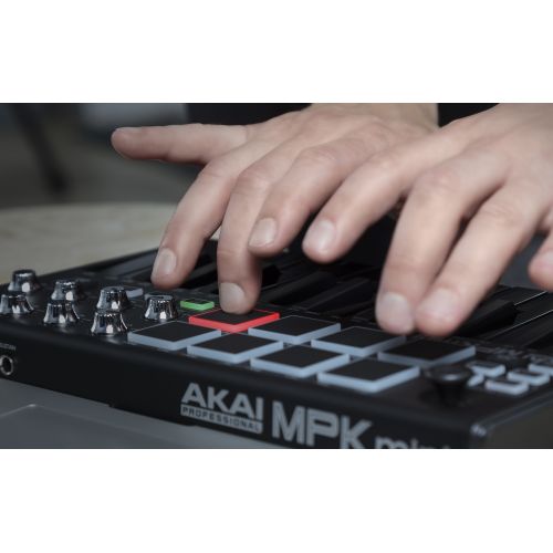  Akai Professional MPK Mini 2 Black 25-Key Ultra-Portable USB MIDI Drum Pad & Keyboard Controller with Joystick, VIP Software Download Included - Limited Edition