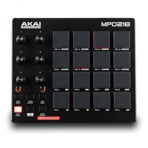  Akai Professional},description:MPD218 is a MIDI-over-USB pad controller designed for producers, programmers, musicians and DJs. Its blend of MPC controls and technologies mesh with
