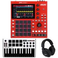 Akai Professional MPC One+ Standalone Sampler and Sequencer with White Keyboard Contoller and Headphones