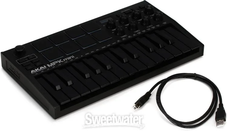  Akai Professional MPK Mini MK III Limited Edition Black on Black 25-key Keyboard Controller with Decksaver Cover