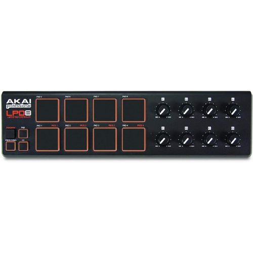 AKAI Professional LPD8 | Portable USB-powered MIDI Controller with 8 Velocity-Sensitive Drum Pads for Laptops (Mac & PC), Editing Software included