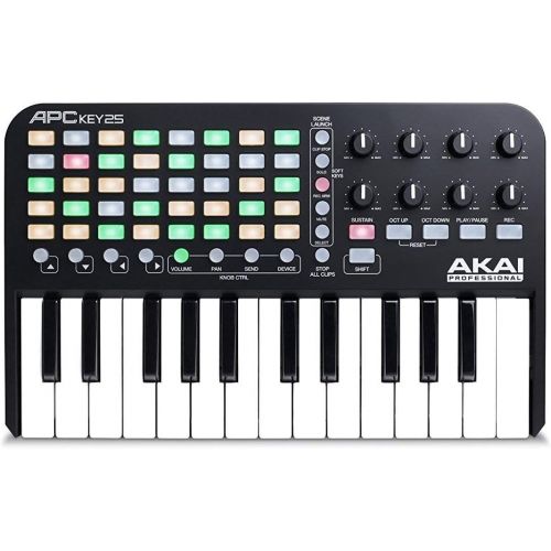  AKAI Professional APC Key 25 | USB MIDI Keyboard Controller featuring 25 Piano Style Keys, 40 Buttons and 8 Assignable Encoders, for Ableton Live