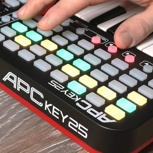  AKAI Professional APC Key 25 | USB MIDI Keyboard Controller featuring 25 Piano Style Keys, 40 Buttons and 8 Assignable Encoders, for Ableton Live