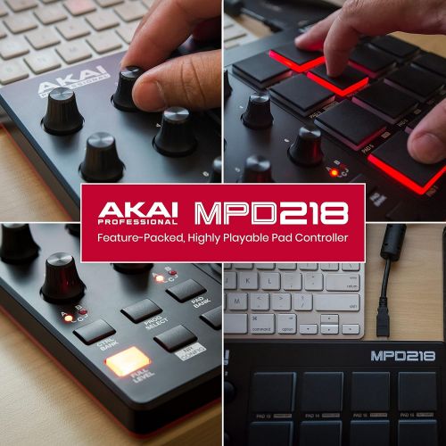  [아마존베스트]AKAI Professional MPD218 | 16-Pad USB/MIDI Controller With MPC Pads, 6 Assignable Knobs, Production Software Included