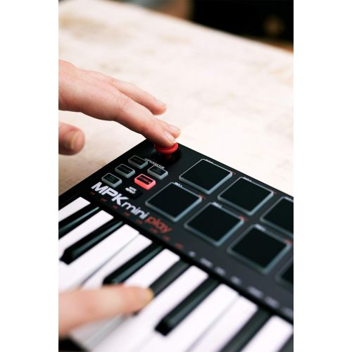  Akai Professional MPK Mini Play | Standalone Mini Keyboard & USB Controller With Built-In Speaker, MPC-Style Pads, On-board Effects, 128 Instrument- & 10 Drum-Sounds, and Software