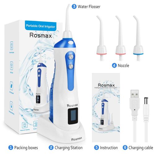  Akche Dental Water Flosser, Cordless Oral Irrigator with Wireless Quick Charge Station, IPX7 Waterproof,...