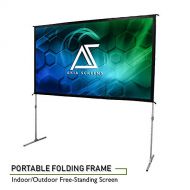 Akia screens Akia Screens 120” Indoor Outdoor Portable Projector Screen with Stand 16:9 8K 4K Ultra HD 3D Ready Movie Theater Home Theater Adjustable Height Foldaway Easy Snap Aluminum Projecti