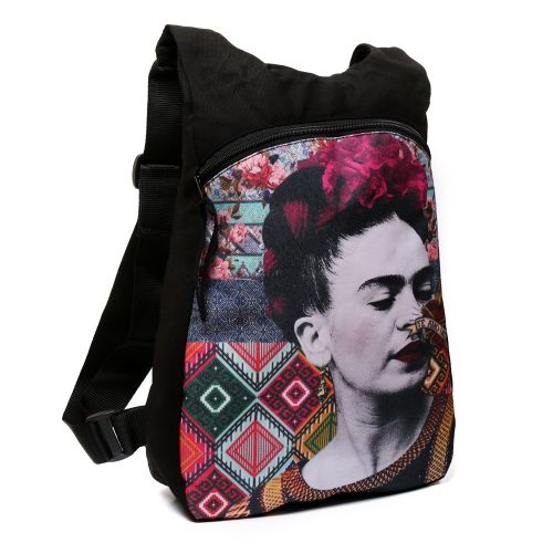  Akitai Frida Kahlo Portrait Black Canvas Printed Backpack Womens Purse Fashion Gypsy Bohemian Art Summer Ideas