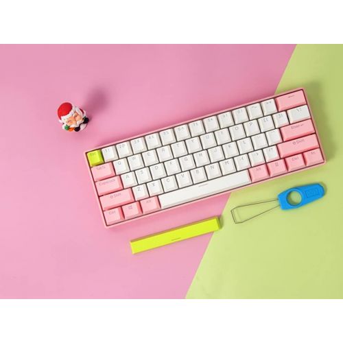  AkkoXDucky BOYI 60% Mechanical Gaming Keyboard,BOYI 61 Mini RGB Cherry MX Switch PBT Keycap RGB Mechanical Gaming Keyboard (Pink Color, Cherry Red Switch)