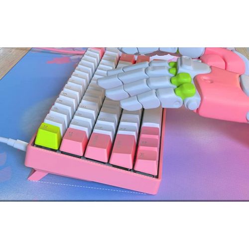  AkkoXDucky BOYI 60% Mechanical Gaming Keyboard,BOYI 61 Mini RGB Cherry MX Switch PBT Keycap RGB Mechanical Gaming Keyboard (Pink Color, Cherry Red Switch)