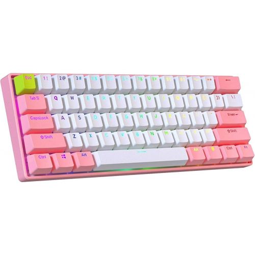  AkkoXDucky BOYI 60% Mechanical Gaming Keyboard,BOYI 61 Mini RGB Cherry MX Switch PBT Keycap RGB Mechanical Gaming Keyboard (Pink Color, Cherry Red Switch)