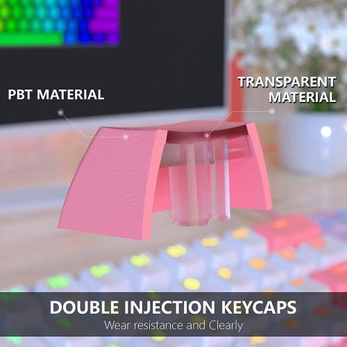  AkkoXDucky BOYI 60% Mechanical Gaming Keyboard,BOYI 61 Mini RGB Cherry MX Switch PBT Keycap RGB Mechanical Gaming Keyboard (Pink Color, Cherry Red Switch)