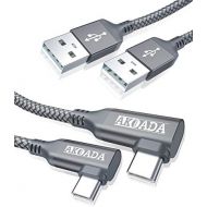 Akoada Right Angle USB C Cable (2 Pack 10ft), USB Type C Nylon Braided Fast Charging Cable for Samsung Galaxy S20 S10 S10e S9 S8 Plus Note 10 9 8,LG G8 G7 V40 V20 V30，GoPro Hero 7