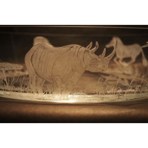  Akoko Art Handengraved Crystal Glass Hand Engraved CenterPiece Bowl Lion, Cheetah, Zebra, Rhino Elephants. Functional Art, Engraved Bowls, Wedding Gift Personalized, Home Decor Gifts