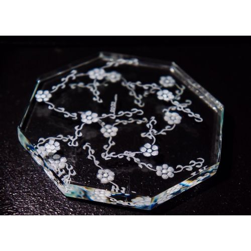  Akoko Art Handengraved Crystal Glass Hand Engraved Coasters, Floral etched cosaters, Etched Flowers, personalized Coaster, wedding Gifts