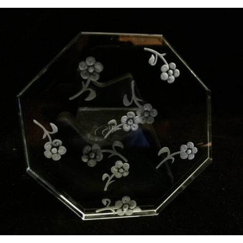  Akoko Art Handengraved Crystal Glass Hand Engraved Coasters, Floral etched cosaters, Etched Flowers, personalized Coaster, wedding Gifts