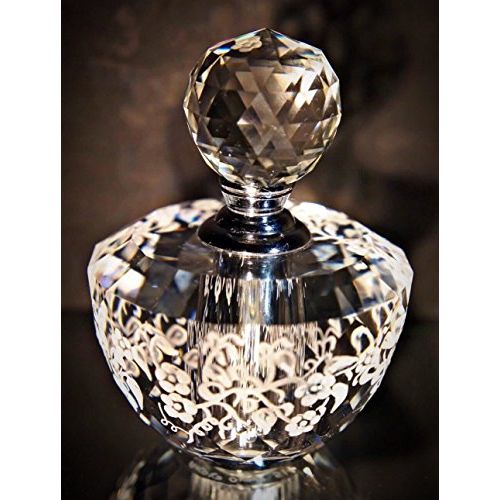  Akoko Art Handengraved Crystal Glass Hand Engraved crystal perfume Bottle engraved with Flowers, Crystal Perfume Bottle Floral, Vanity, Mothers Day Gifts, Bridal Gifts