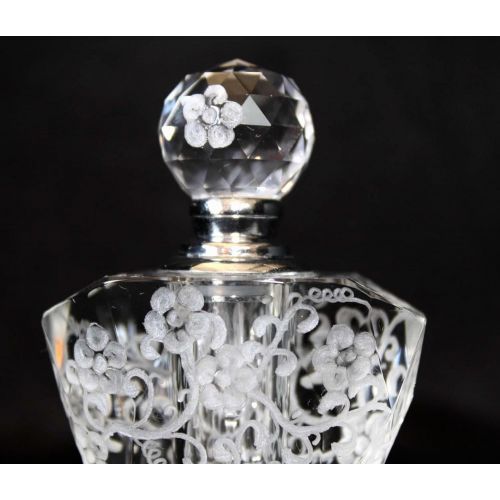  Akoko Art Handengraved Crystal Glass Hand Engraved Oleg Cassini Crystal Bottle, Home Decor, Home Vanity, Engraved Perfume Bottle, Crystal Bottle Flowers, Bridal Gifts