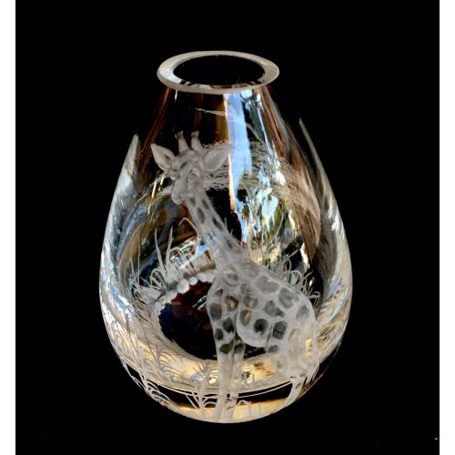  Akoko Art Handengraved Crystal Glass Hand Engraved Giraffe mini bud vase, Floral Bud vase, Home Decor, Etched Bud Vase, Bridal Gifts, Giraffe