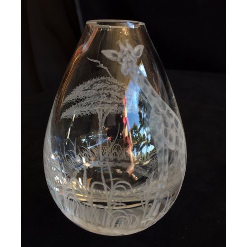  Akoko Art Handengraved Crystal Glass Hand Engraved Giraffe mini bud vase, Floral Bud vase, Home Decor, Etched Bud Vase, Bridal Gifts, Giraffe