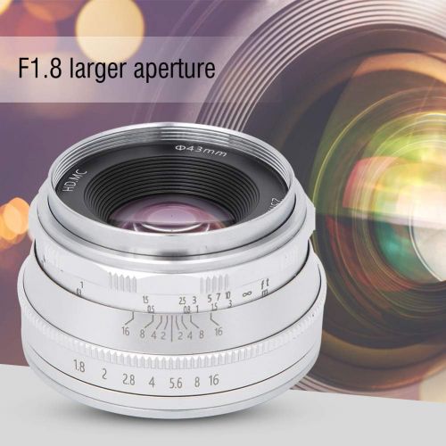  Akozon 25mm F1.8 Large Aperture Multilayer Film Coating Mirrorless Camera Lens FX Mount Fit for Fu-ji-Film XT3 XT100 with Storage Bag(Silver)