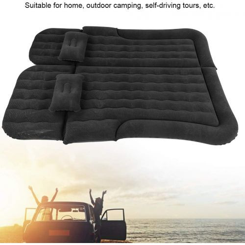  Akozon Car Mattress 2?in?1 Multifunction Inflatable Travel Mattress PVC Flocking Soft Sleeping Rest Cushion Car SUV for Home Outdoor Camping Self Driving Tours(Black)