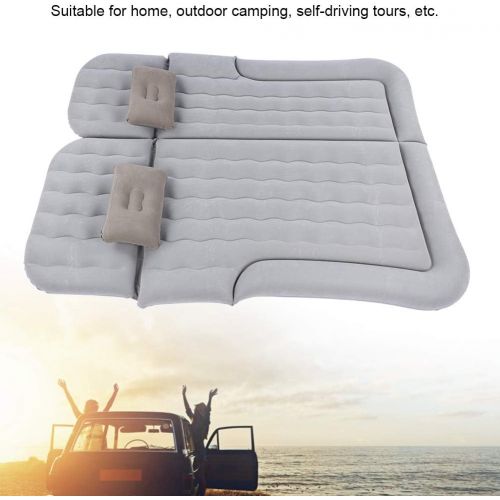  Akozon Car Mattress 2?in?1 Multifunction Inflatable Travel Mattress PVC Flocking Soft Sleeping Rest Cushion Car SUV for Home Outdoor Camping Self Driving Tours(Gray)
