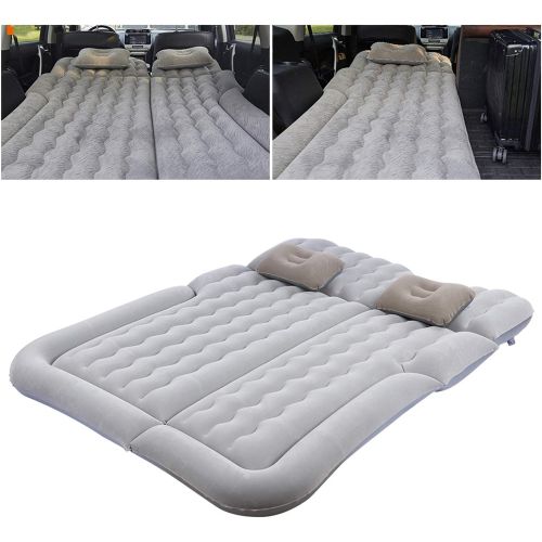  Car Sleeping Mattress - Akozon SUV Air Mattress Camping Bed Cushion Pillow ,2?in?1 Multifunction Inflatable Travel MattressFlocking Soft Sleeping Rest Cushion for Car SUV (Gray)