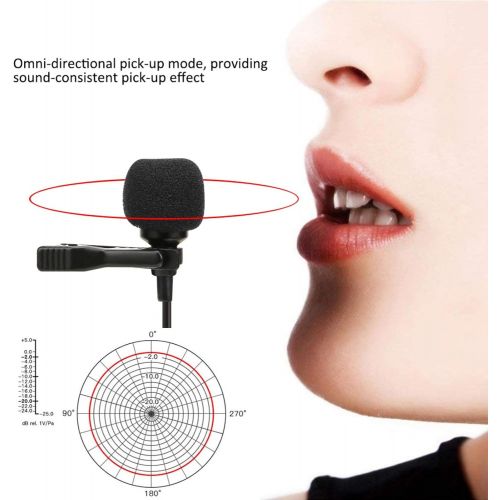  Akozon Lavalier Microphone Plastic 6m Double Head Portable Collar Clip-on Microphone Live Interview Mic for DJI OSMO Pocket Phone DSLR Mirrorless Camera