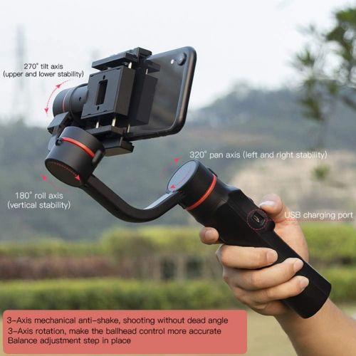  Akozon 3-Axis Gimbal Stabilizer for Phone H2 Handheld Ballhead Mobile Phone Intelligent Anti-shake Stabilizer for Outdoor Live