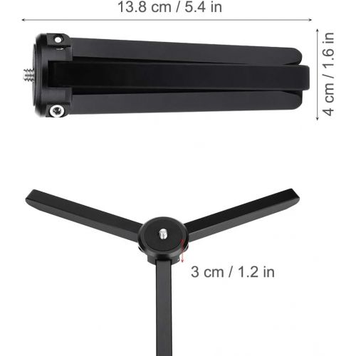  Akozon Mini Tripod Aluminium Alloy 15kg Heavy Load Folding 1/4 Screw Professional Selfie Stick Tripod Accessory for DJI for Zhiyun Smartphone SLR Camera