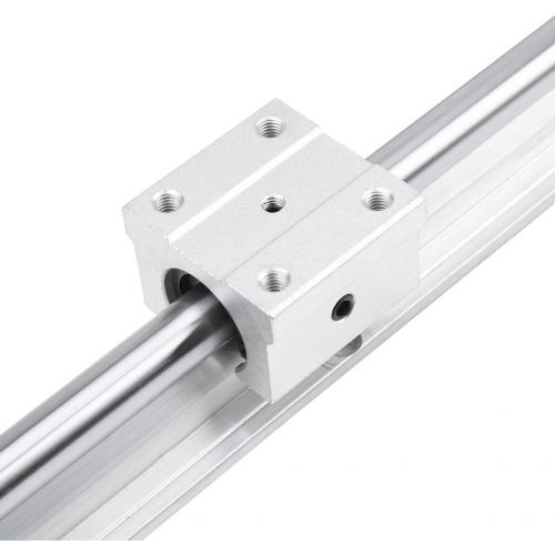  Akozon Linear Bearing, Linear Motion Ball Bearing Slide Bushing 2PCS SBR12-500mm 12MM Linear Bearing Rail Slide Guide Shaft + 4Pcs SBR12UU Blocks