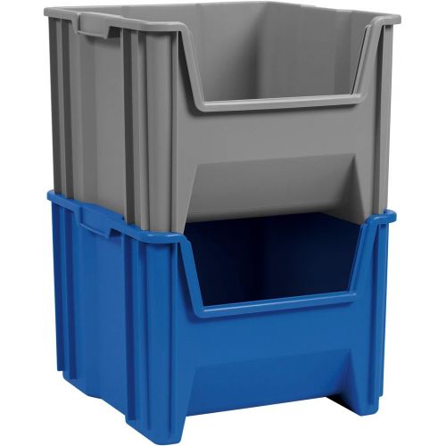  [아마존베스트]Akro-Mils 13018 Stack-N-Store Heavy Duty Stackable Open Front Plastic Storage Container Bin, (17-1/2-Inch x 16-1/2-Inch x 12-1/2-Inch), Blue, (2-Pack)