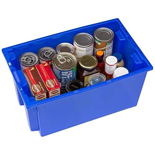  Akro-Mils 35180 Nest and Stack Plastic Storage Container and Distribution Tote, (18-Inch L x 11-Inch W x 6-Inch H), Blue, (6-Pack)