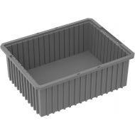 Akro-Mils 33228 Akro-Grid Slotted Divider Plastic Tote Box, 22-38-Inch Length by 17-38-Inch Width by 8-Inch Height, Case of 3, Grey