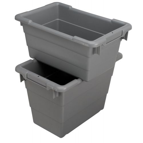  Akro-Mils 34304 Cross-Stack Plastic Tote Tub, 24-Inch by 17-Inch by 12-Inch, Case of 6, Grey